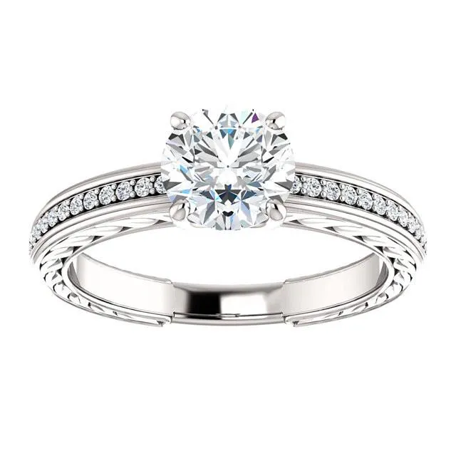 Solitaire With Accents 176 Carats Round Genuine Natural Earth Mined Diamond Anniversary Ring GB Rings
