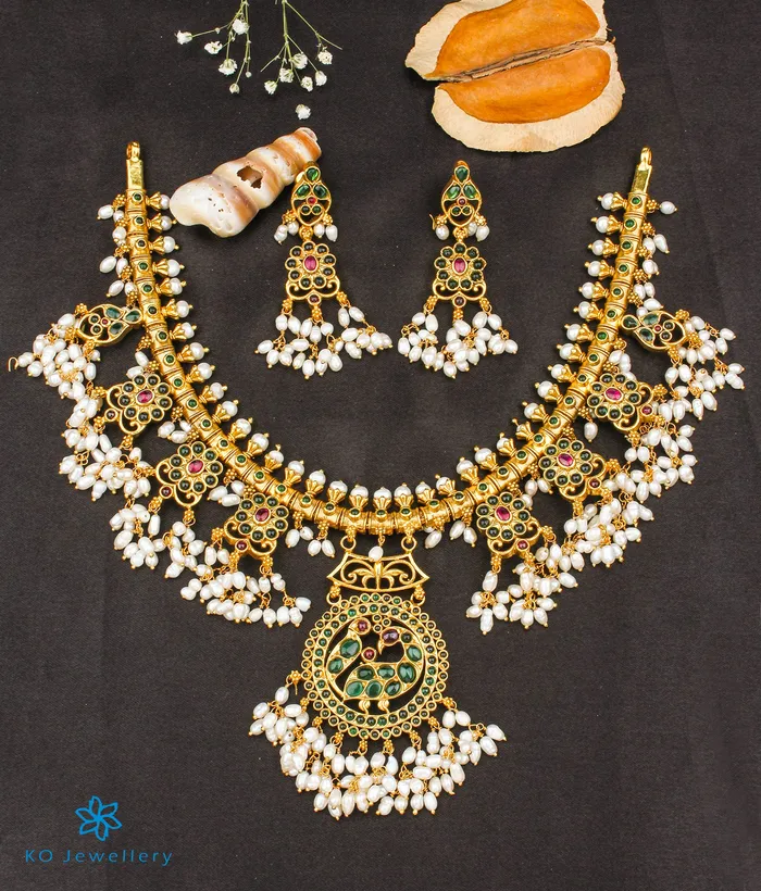 The Aarushi Silver Guttapusalu Necklace Short Silversmith Necklaces