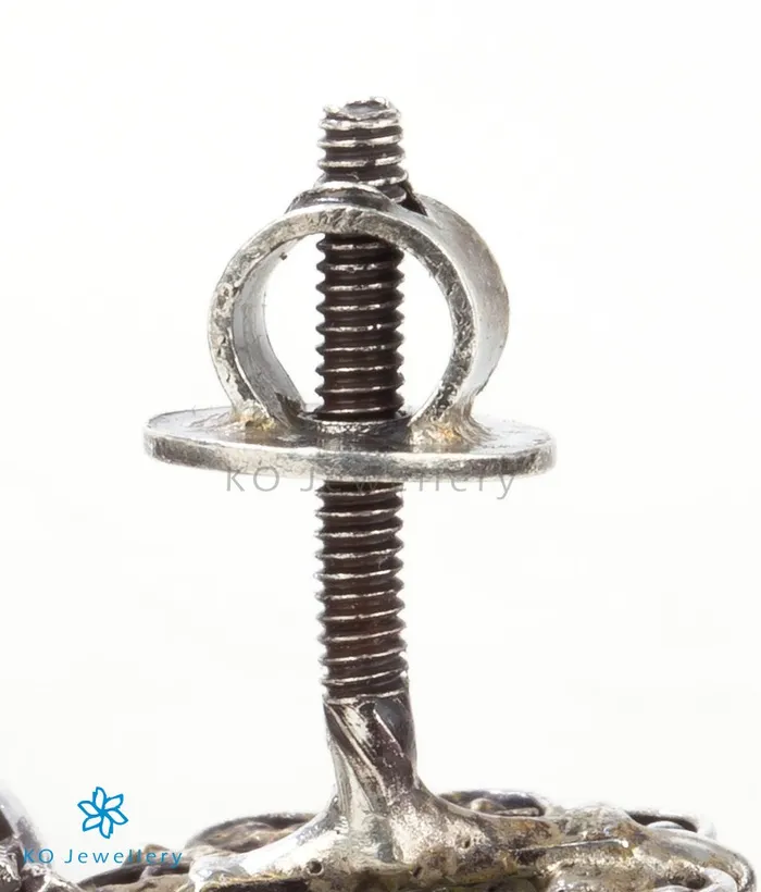 The Abhijita Silver Navratna Earstuds Oxidised Silversmith Earrings