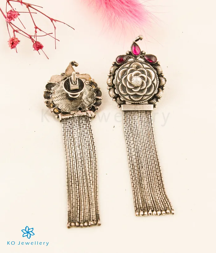 The Akshar Silver Earrings Temple Earrings