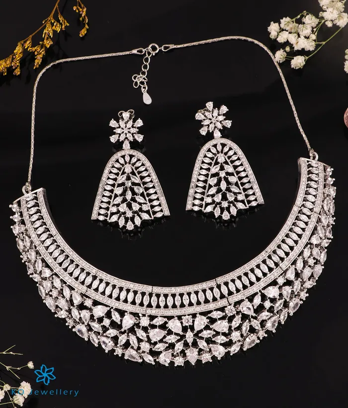 The Glam Sparkle Silver Necklace Earrings Imported Necklaces