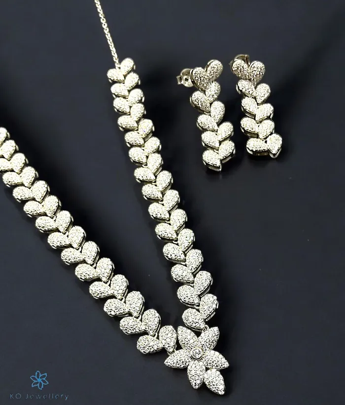 The Heart Sparkle Silver Necklace Earrings Imported Necklaces
