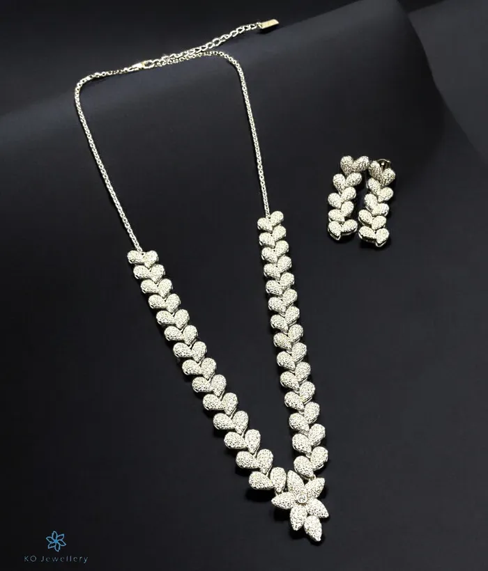 The Heart Sparkle Silver Necklace Earrings Imported Necklaces