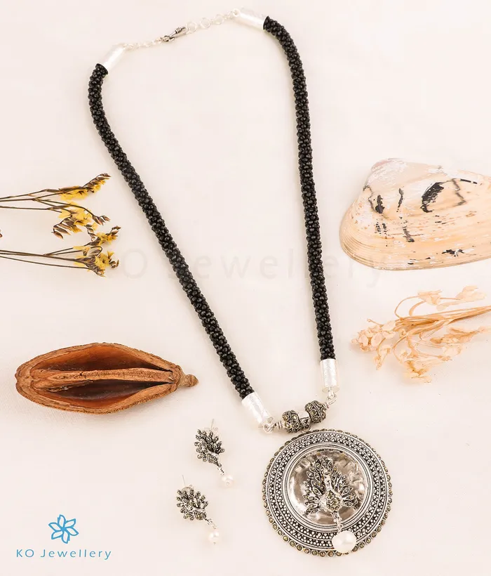 The Maruka Silver Marcasite Peacock Necklace JP Nagar Necklaces
