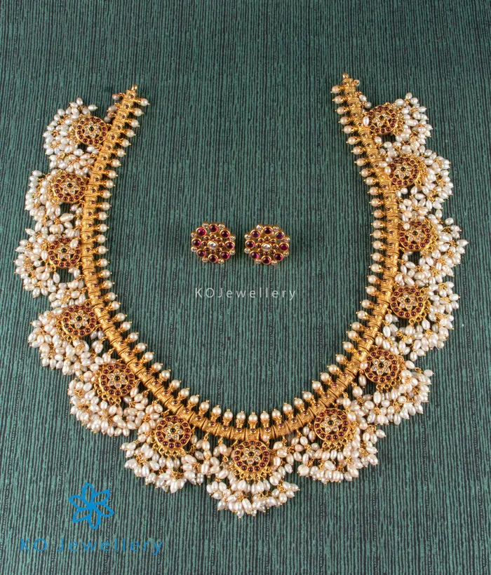 The Vrta Silver Guttapusalu Necklace RedGreen Silversmith Necklaces