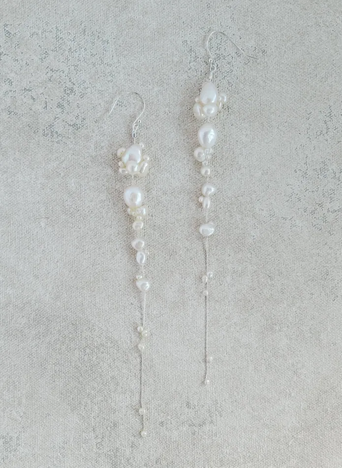 twigs honey Clustered freshwater pearl tendril earrings Style 2544 Earrings