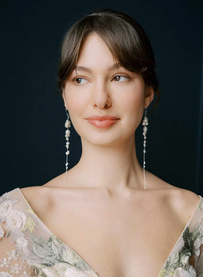 twigs honey Clustered freshwater pearl tendril earrings Style 2544 Earrings