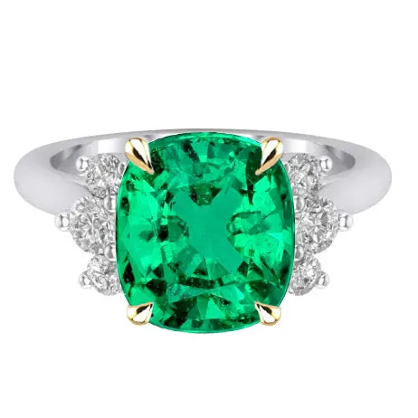Two Tone Green Emerald Ring With Diamonds HarryChadEntcom Rings