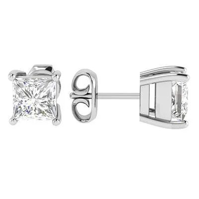 White Gold Sparkling 400 Carats Princess Cut Natural Earth Mined Diamonds Studs GB Earrings White Gold Sparkling 400 Carats Princess Cut Natural Earth Mined Diamonds Studs GB Earrings