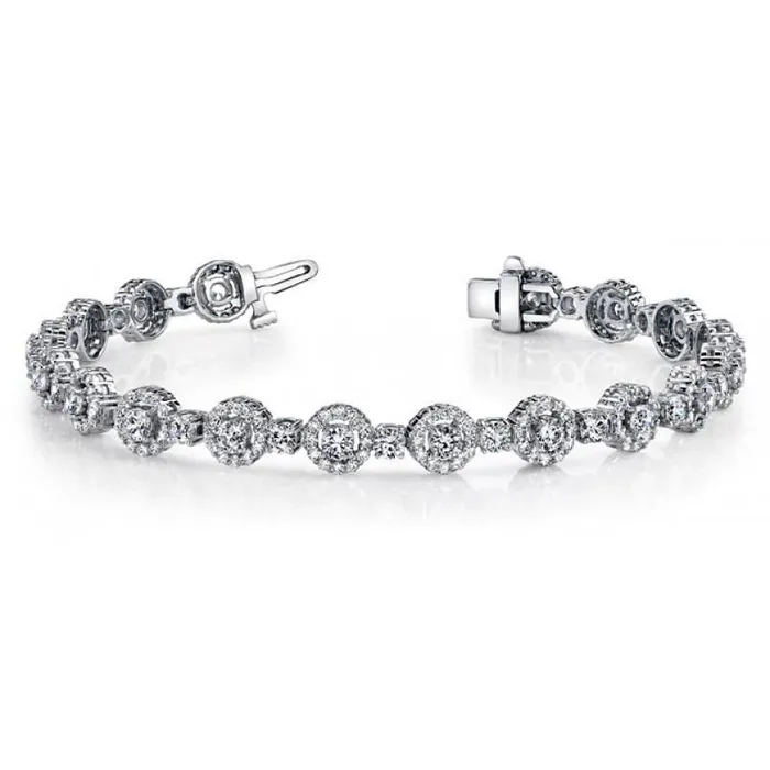 White Round Natural Earth Mined Diamonds Tennis Bracelet Gold 14K 940 Carats GB Bracelets White Round Natural Earth Mined Diamonds Tennis Bracelet Gold 14K 940 Carats GB Bracelets
