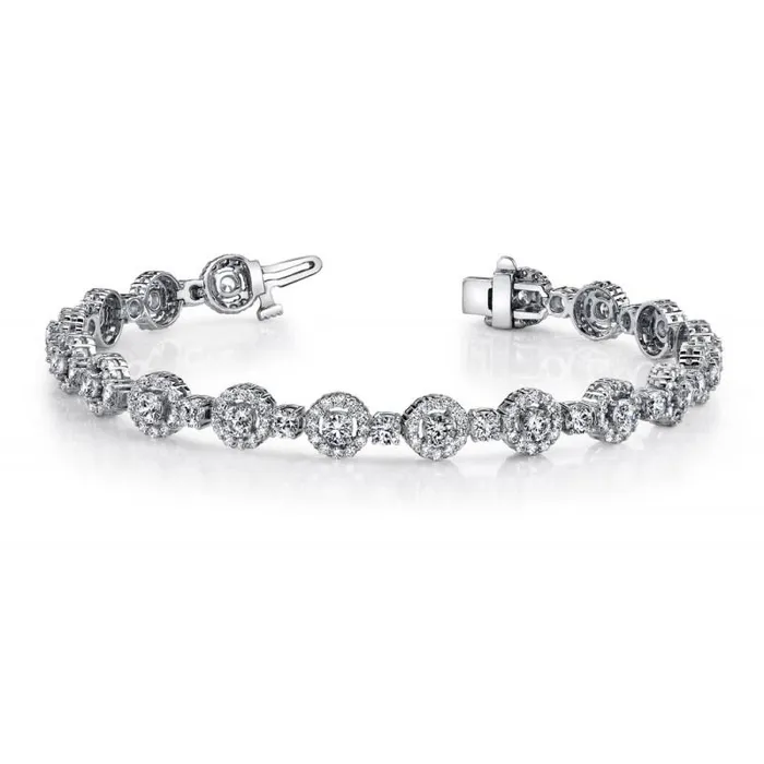 White Round Natural Earth Mined Diamonds Tennis Bracelet Gold 14K 940 Carats GB Bracelets White Round Natural Earth Mined Diamonds Tennis Bracelet Gold 14K 940 Carats GB Bracelets