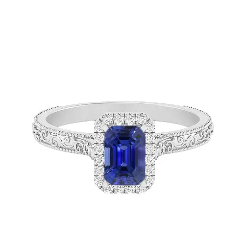 Womens Natural Earth Mined Diamond Halo Ring 2 Carats Srilankan Sapphire Gold Filigree HarryChadEntcom Rings Womens Natural Earth Mined Diamond Halo Ring 2 Carats Srilankan Sapphire Gold Filigree HarryChadEntcom Rings