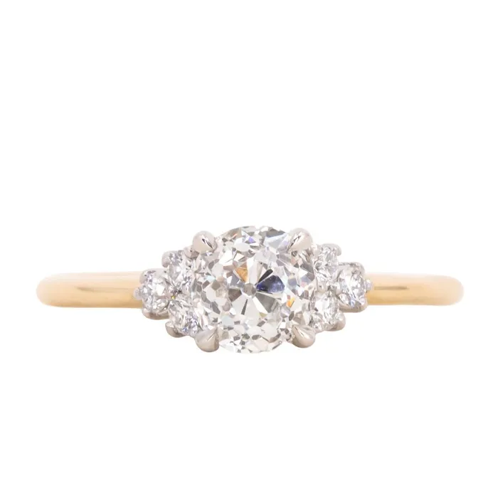 095ct Antique Old Euro cut Diamond and White Diamond Cluster ring in 14k Yellow Gold Anueva Jewelry Rings 095ct Antique Old Euro cut Diamond and White Diamond Cluster ring in 14k Yellow Gold Anueva Jewelry Rings