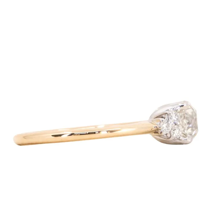 095ct Antique Old Euro cut Diamond and White Diamond Cluster ring in 14k Yellow Gold Anueva Jewelry Rings