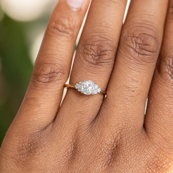 095ct Antique Old Euro cut Diamond and White Diamond Cluster ring in 14k Yellow Gold Anueva Jewelry Rings