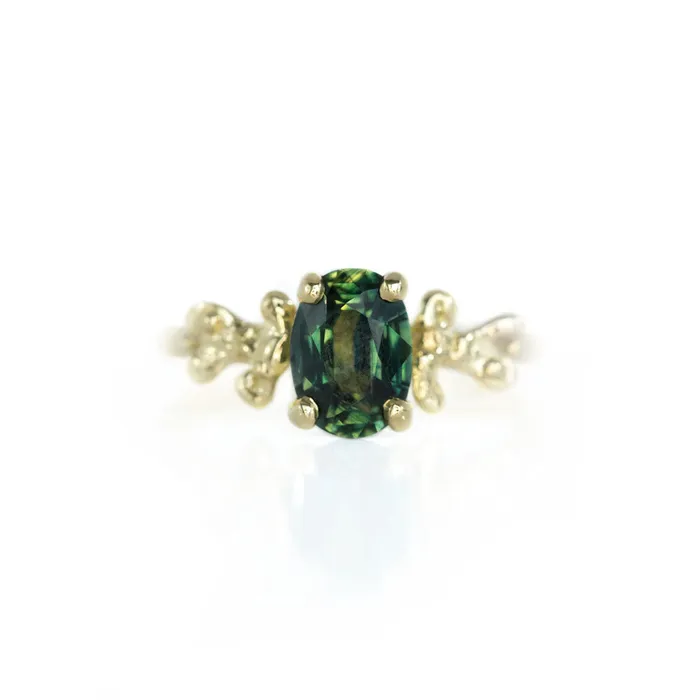 175ct Oval Green Blue Sapphire Prong Set Mermaid Solitaire Ring in 18k Yellow Gold Anueva Jewelry Rings 175ct Oval Green Blue Sapphire Prong Set Mermaid Solitaire Ring in 18k Yellow Gold Anueva Jewelry Rings