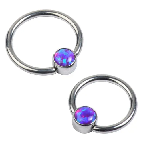 14g Titanium Captive Opal Disc Bead Ring Tulsa Body Jewelry Rings
