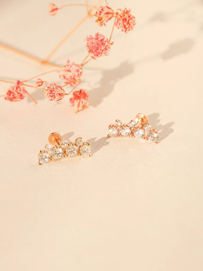 14K Gold Bling Crown Internally Threaded Labret Piercing 18G16G MinimalBijoux PreStyled Sets 14K Gold Bling Crown Internally Threaded Labret Piercing 18G16G MinimalBijoux PreStyled Sets