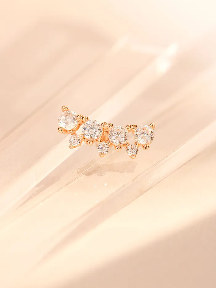 14K Gold Bling Crown Internally Threaded Labret Piercing 18G16G MinimalBijoux PreStyled Sets