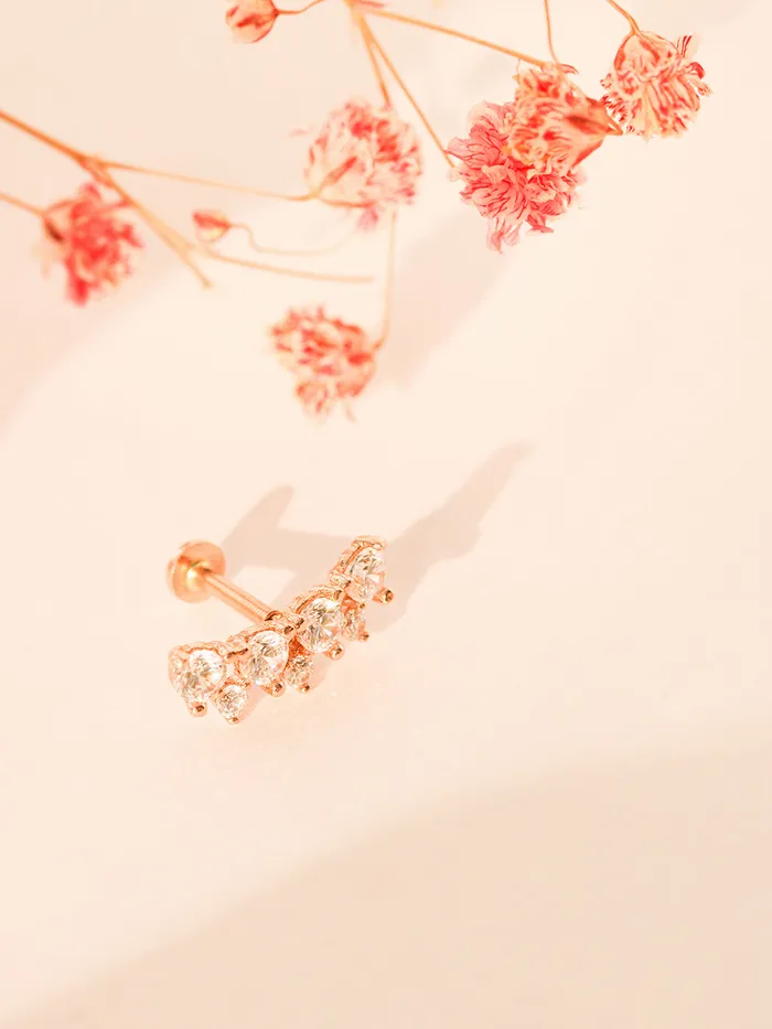 14K Gold Bling Crown Internally Threaded Labret Piercing 18G16G MinimalBijoux PreStyled Sets