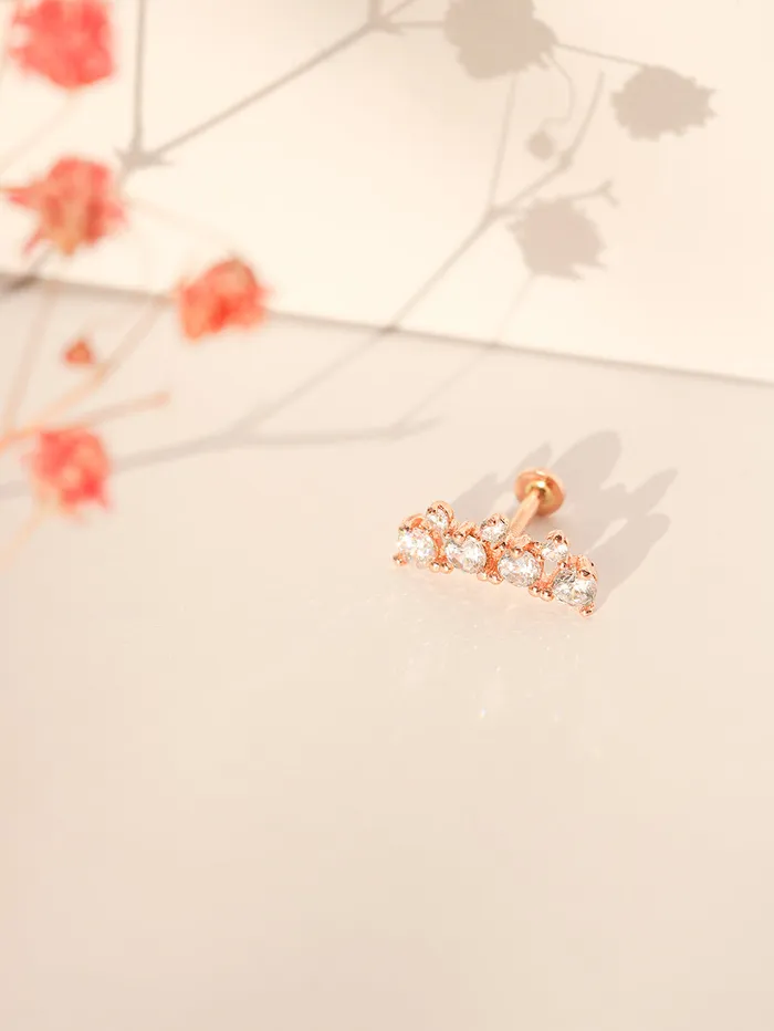 14K Gold Bling Crown Internally Threaded Labret Piercing 18G16G MinimalBijoux PreStyled Sets