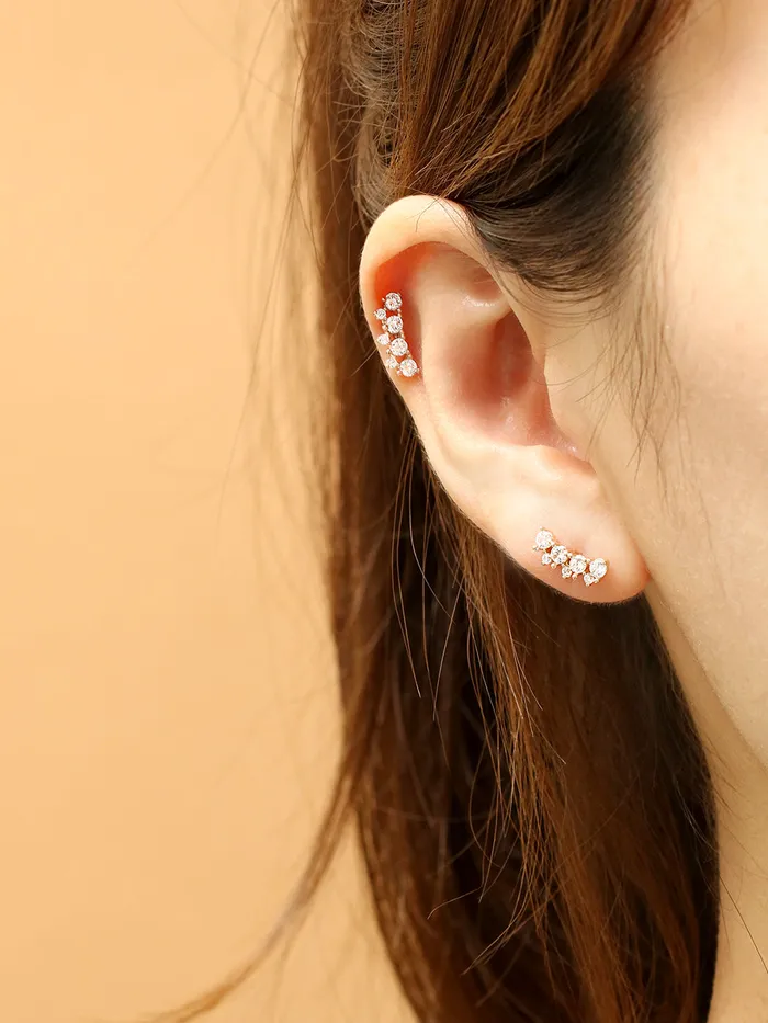 14K Gold Bling Crown Internally Threaded Labret Piercing 18G16G MinimalBijoux PreStyled Sets