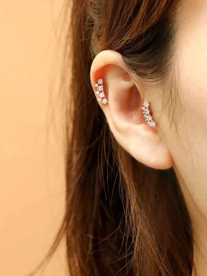 14K Gold Bling Crown Internally Threaded Labret Piercing 18G16G MinimalBijoux PreStyled Sets