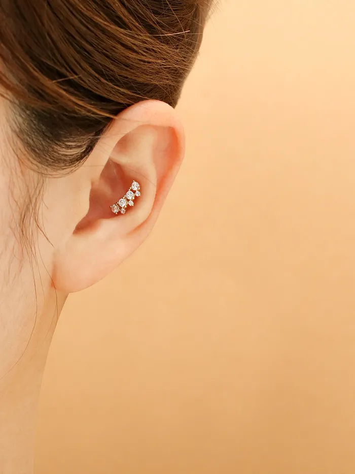 14K Gold Bling Crown Internally Threaded Labret Piercing 18G16G MinimalBijoux PreStyled Sets
