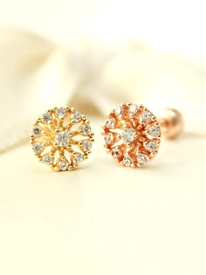 14K Gold Bling Snow Cubic Cartilage Earring 20G MinimalBijoux Earrings