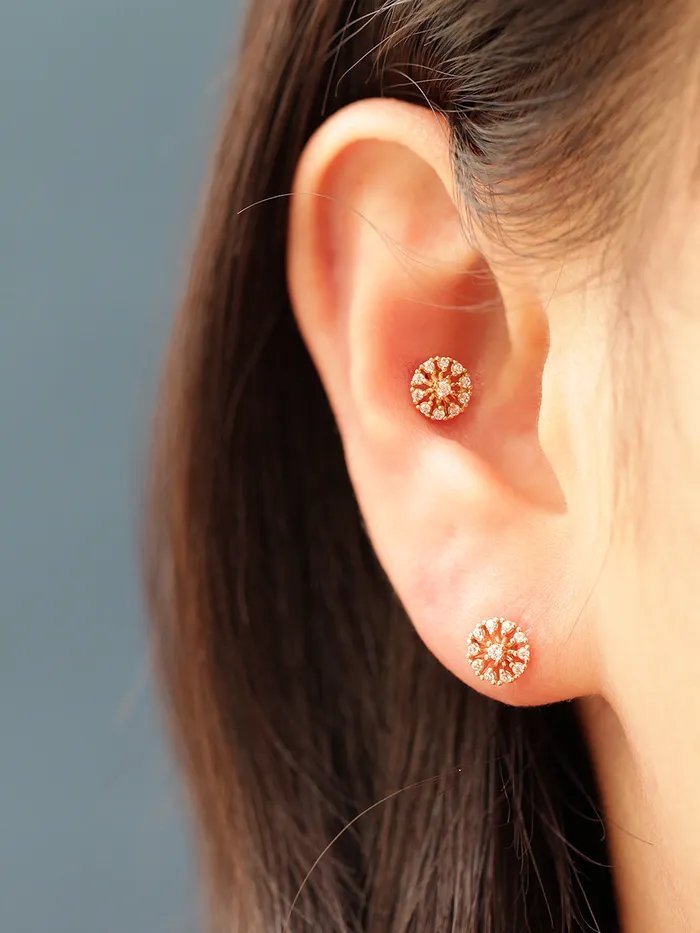 14K Gold Bling Snow Cubic Cartilage Earring 20G MinimalBijoux Earrings