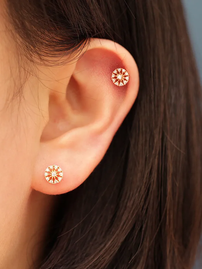 14K Gold Bling Snow Cubic Cartilage Earring 20G MinimalBijoux Earrings