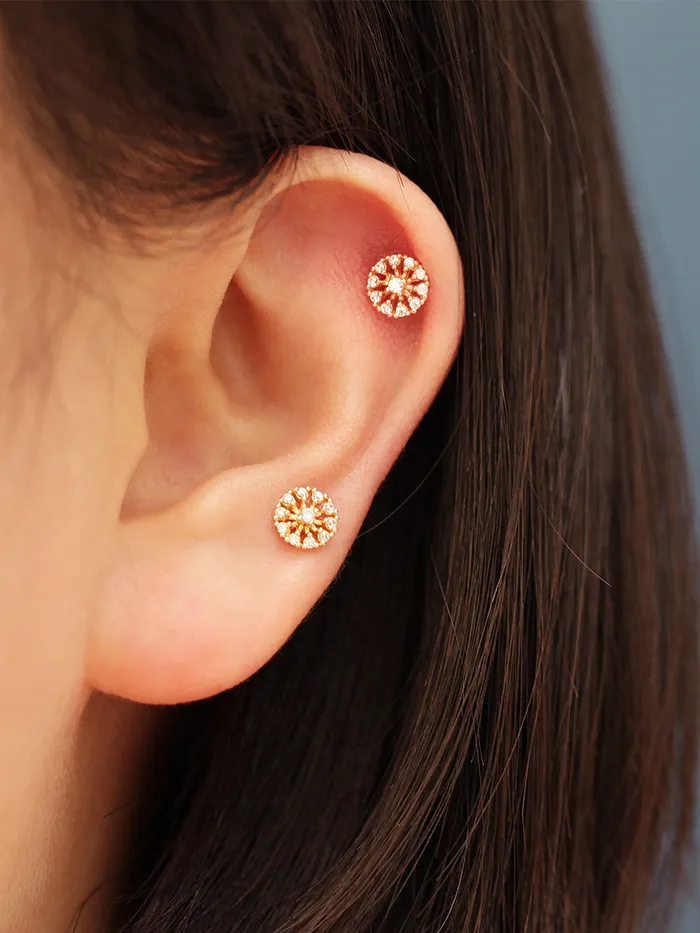 14K Gold Bling Snow Cubic Cartilage Earring 20G MinimalBijoux Earrings