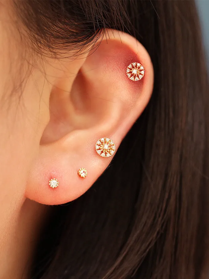 14K Gold Bling Snow Cubic Cartilage Earring 20G MinimalBijoux Earrings