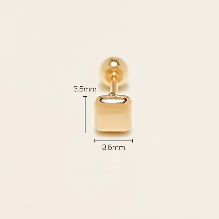 14K Gold Candy Square Cartilage Earring 20G MinimalBijoux Earrings