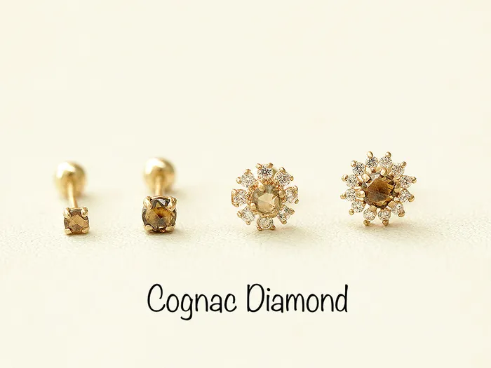 14K gold Daisy Rough Diamond cartilage earring 20g MinimalBijoux Earrings