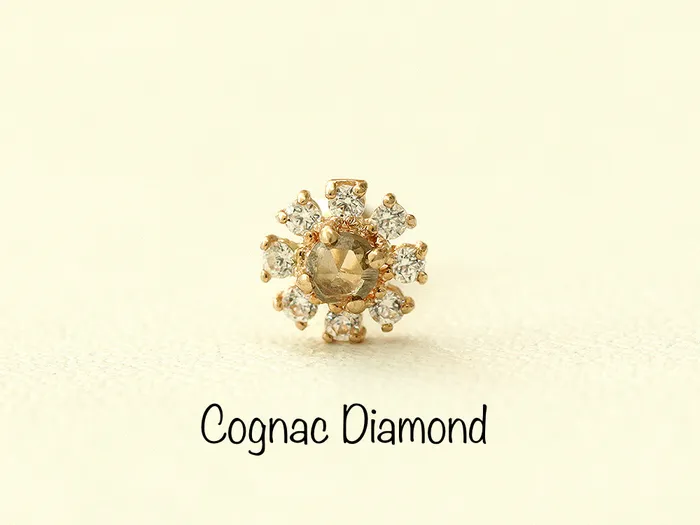 14K gold Daisy Rough Diamond cartilage earring 20g MinimalBijoux Earrings