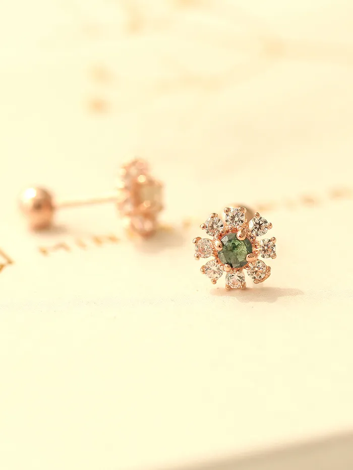 14K gold Daisy Rough Diamond cartilage earring 20g MinimalBijoux Earrings