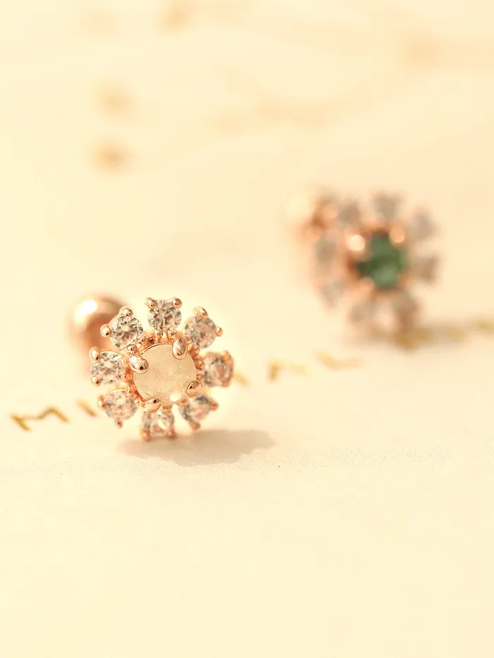 14K gold Daisy Rough Diamond cartilage earring 20g MinimalBijoux Earrings