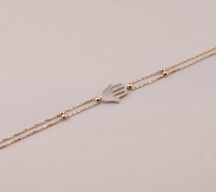 14K Gold Hamsa Womens Bracelet AB671 AB and J Bracelets