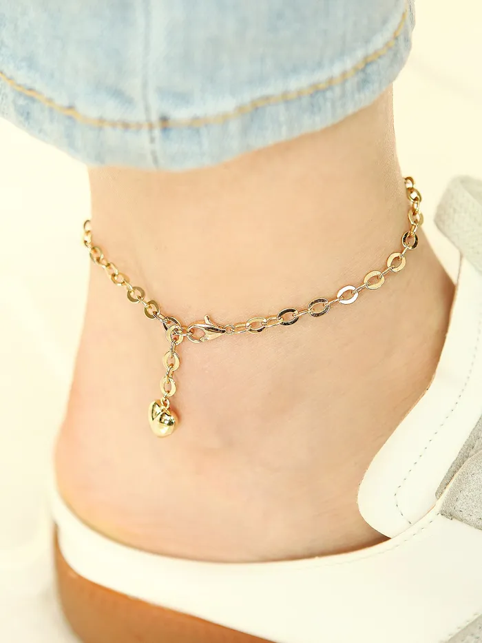 14K Gold Love Hollow Chain Anklet MinimalBijoux Necklaces