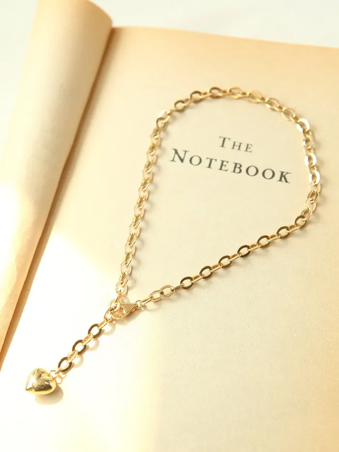 14K Gold Love Hollow Chain Anklet MinimalBijoux Necklaces