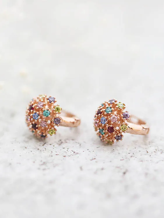 14K Gold Multi Color Hoop Earring MinimalBijoux Earrings