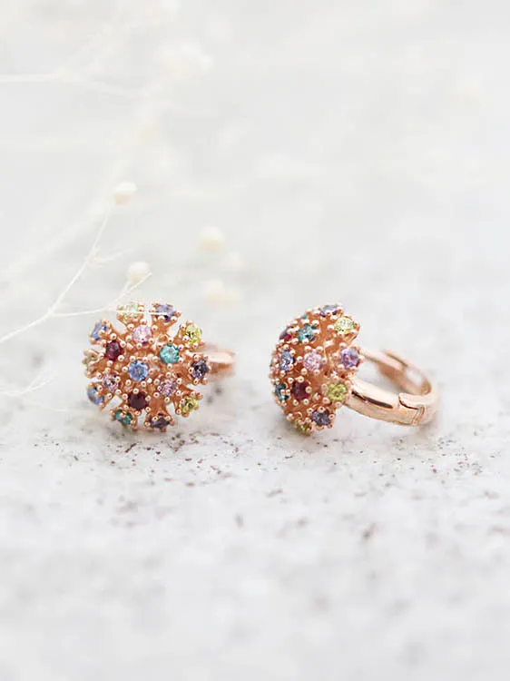 14K Gold Multi Color Hoop Earring MinimalBijoux Earrings