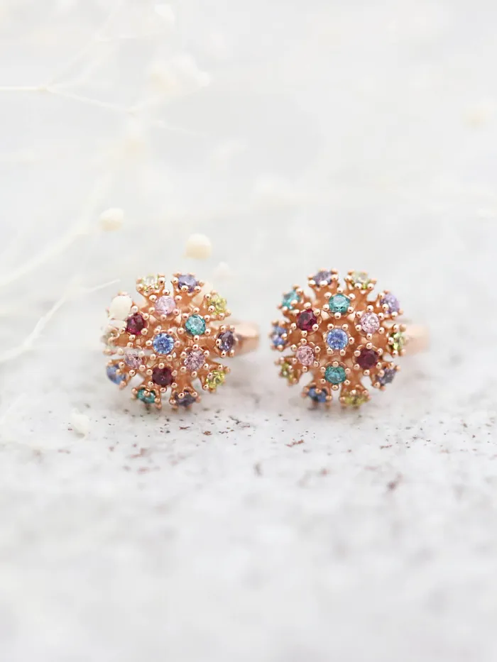 14K Gold Multi Color Hoop Earring MinimalBijoux Earrings