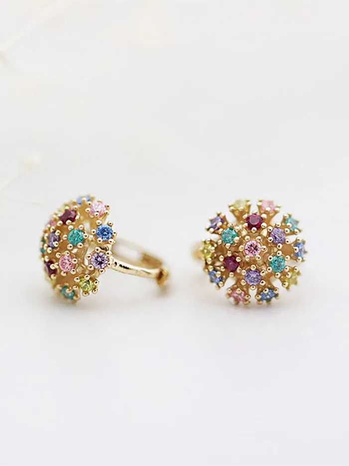14K Gold Multi Color Hoop Earring MinimalBijoux Earrings