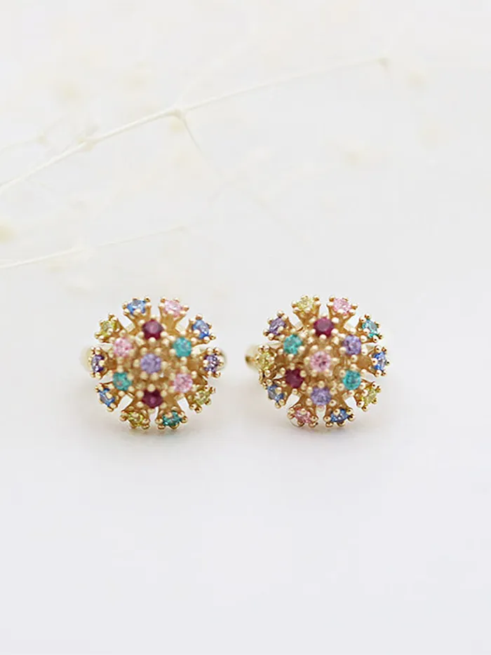 14K Gold Multi Color Hoop Earring MinimalBijoux Earrings
