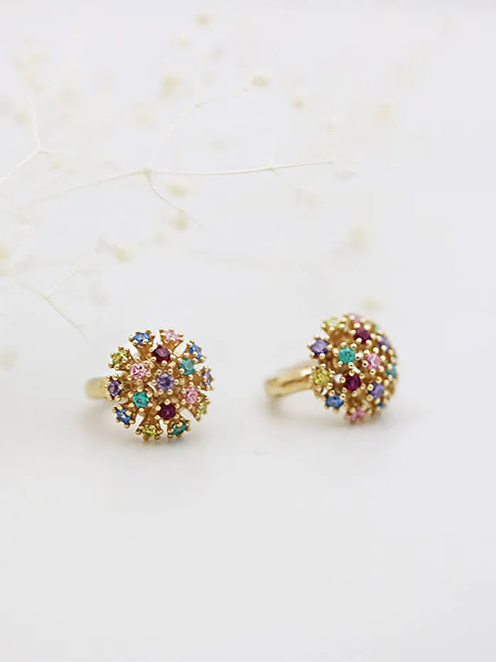 14K Gold Multi Color Hoop Earring MinimalBijoux Earrings