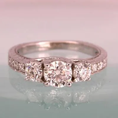 14K Gold or Platinum 3 Stone Diamond Anniversary Past Present Future Ring vendorunknown Rings 14K Gold or Platinum 3 Stone Diamond Anniversary Past Present Future Ring vendorunknown Rings