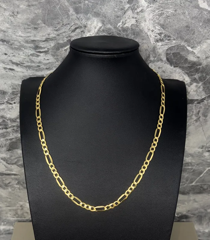 14k Gold Solid Figaro Chain 5mm AB and J jewelry PreStyled Sets