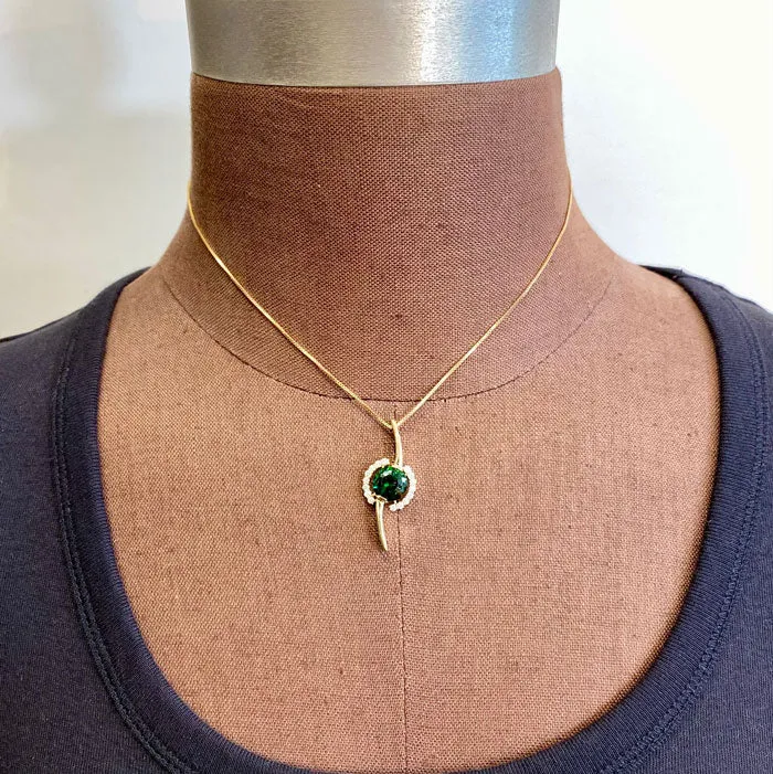 14K Yellow Gold Chrome Tourmaline Pendant with Diamonds 299 Carats Moriartys Gem Art Necklaces